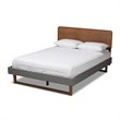 Allora Mid-Century Wood and Fabric King Platform Bed in Dark Gray