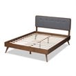 Allora Mid-Century Wood and Fabric Full Platform Bed in Dark Gray
