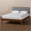 Allora Mid-Century Wood and Fabric Full Platform Bed in Dark Gray