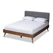 Allora Mid-Century Wood and Fabric Full Platform Bed in Dark Gray