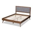 Allora Mid-Century Wood Queen Platform Bed in Light Gray/Walnut Brown