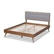 Allora Mid-Century Wood and Fabric Queen Platform Bed - Light Gray