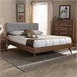 Allora Mid-Century Wood and Fabric Queen Platform Bed - Light Gray