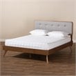 Allora Mid-Century Wood and Fabric Queen Platform Bed - Light Gray