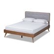 Allora Mid-Century Wood and Fabric Queen Platform Bed - Light Gray