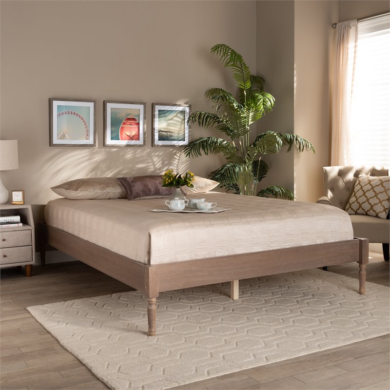 Allora Mid-Century Wood Platform Full Bed in Oak