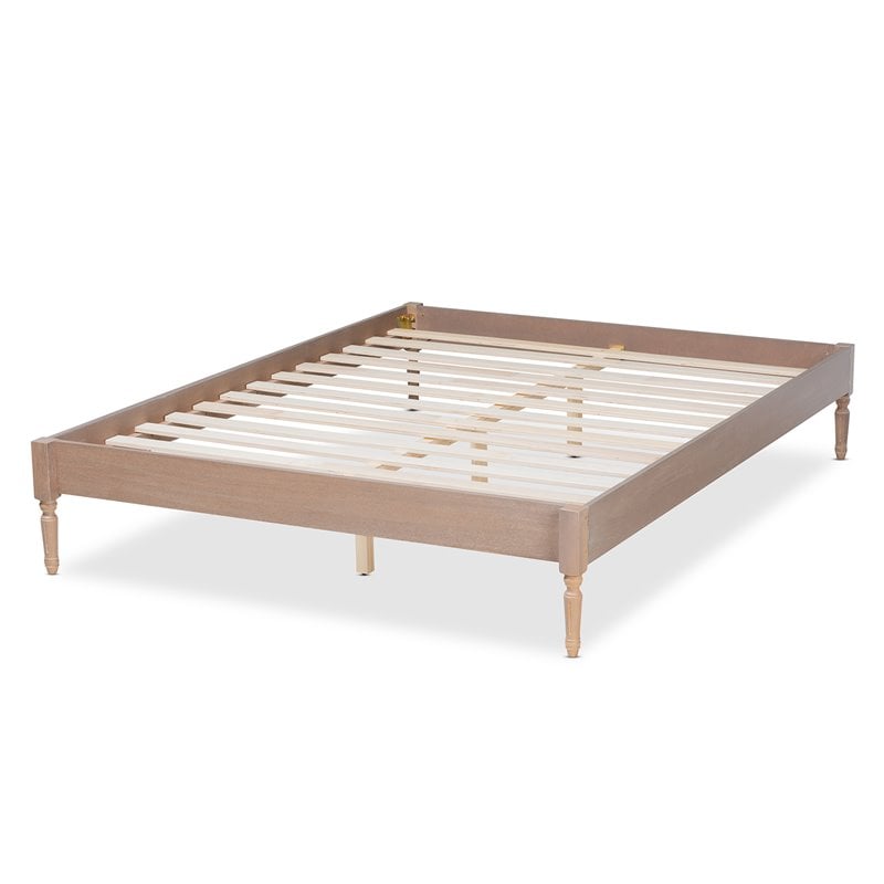 Allora Mid-Century Wood Platform Queen Bed in Oak