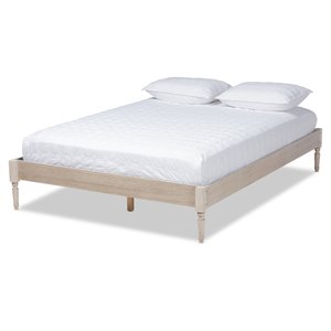 Allora Mid-Century Wood Platform Bed in White Oak