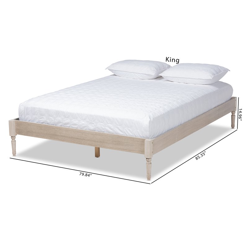 Allora Mid-Century Wood Platform King Bed in White Oak