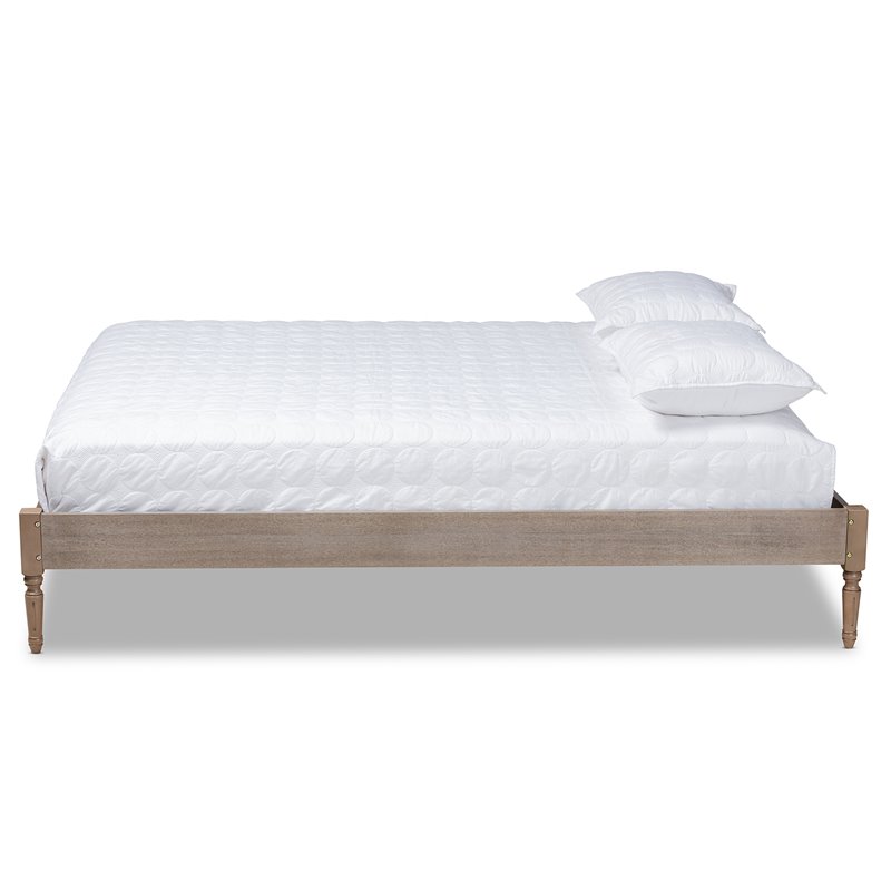 Allora Mid-Century Wood Platform Queen Bed in Weathered Gray
