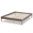 Allora Mid-Century Wood Platform Queen Bed in Weathered Gray