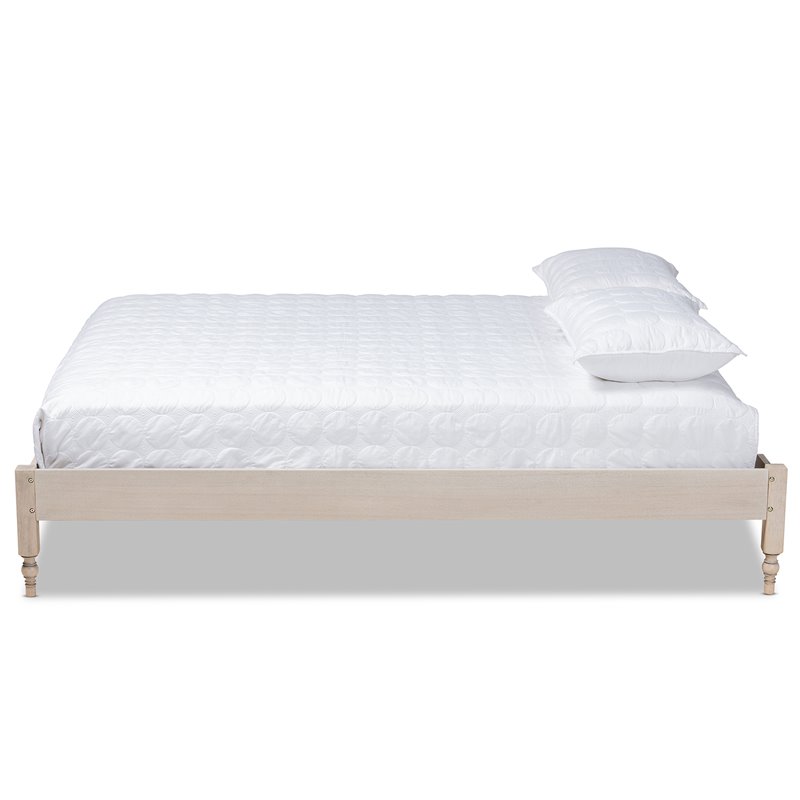Allora Mid-Century Wood Platform Queen Bed in White Oak