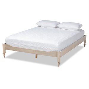 Allora Mid-Century Wood Platform Queen Bed in White Oak