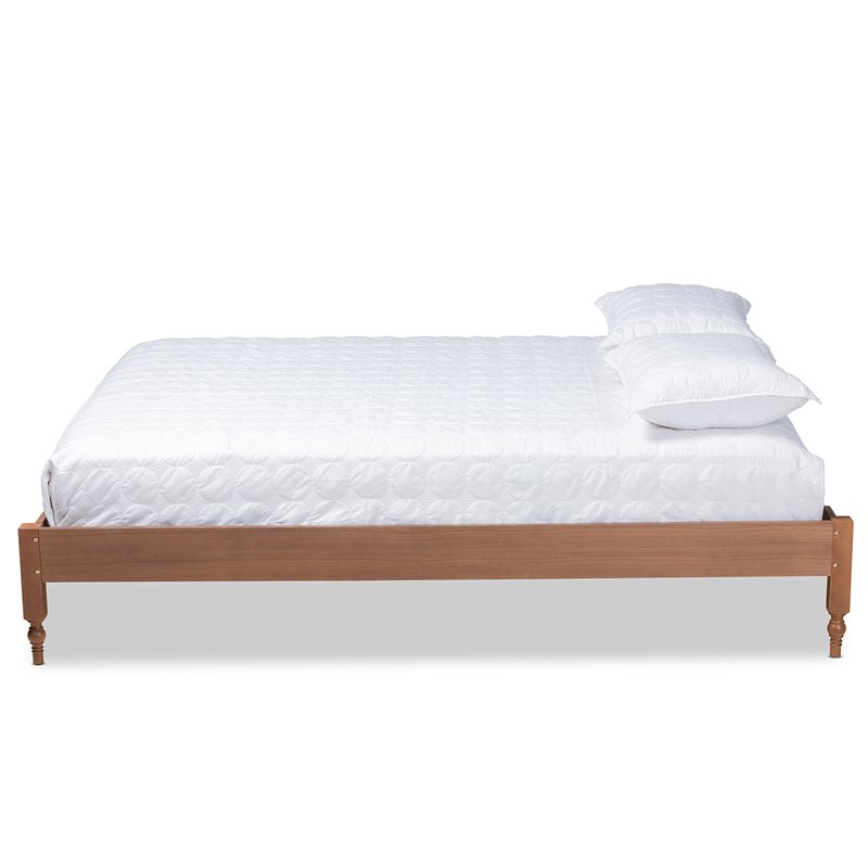 Allora Mid-Century Rubberwood Full Size Platform Bed in Ash Walnut