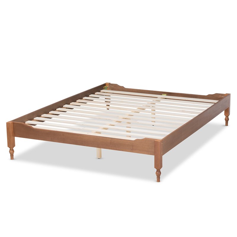 Allora Mid-Century Rubberwood Full Size Platform Bed in Ash Walnut