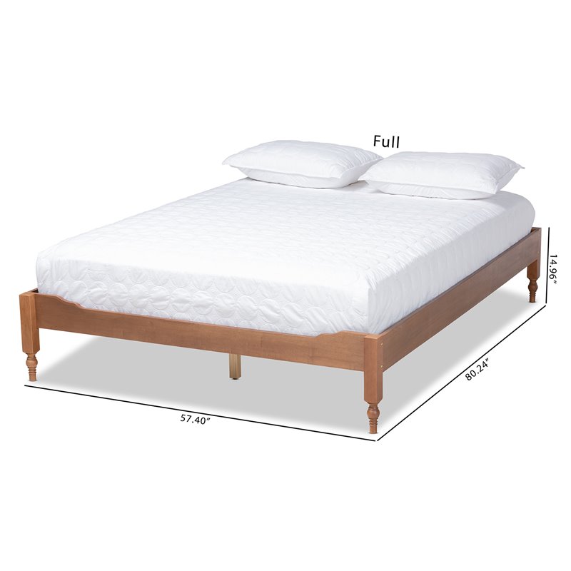 Allora Mid-Century Rubberwood Full Size Platform Bed in Ash Walnut