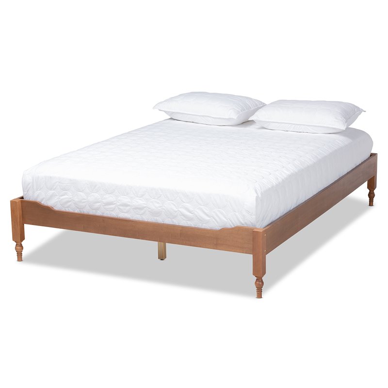 Allora Mid-Century Rubberwood Full Size Platform Bed in Ash Walnut