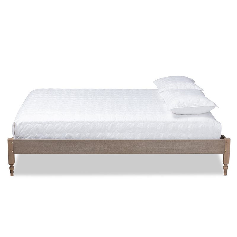 Allora Mid-Century Wood Platform Full Bed in Weathered Gray
