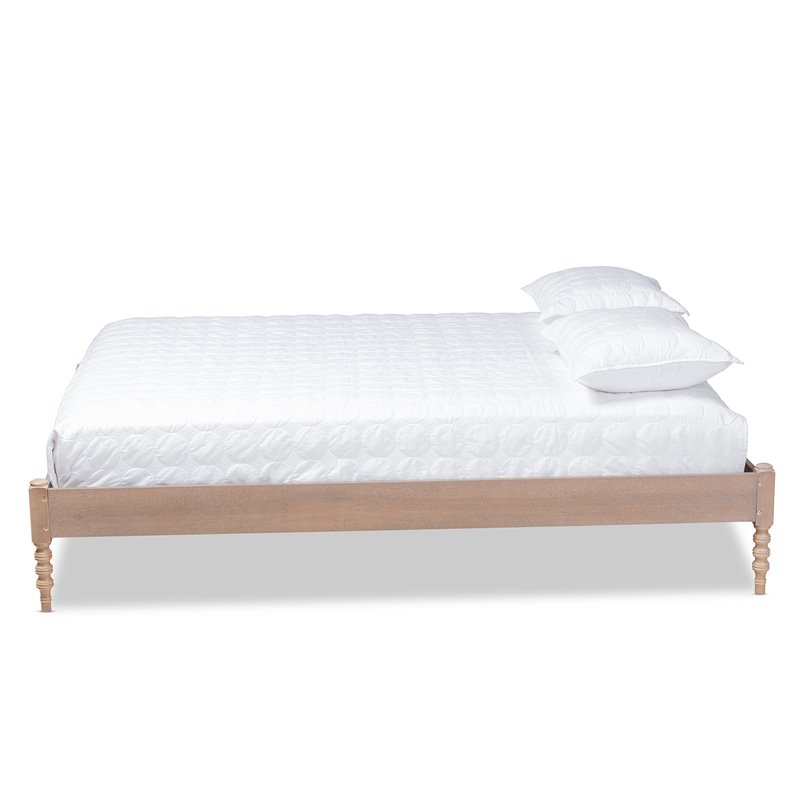 Allora Mid-Century Wood Platform King Bed in Antique Oak