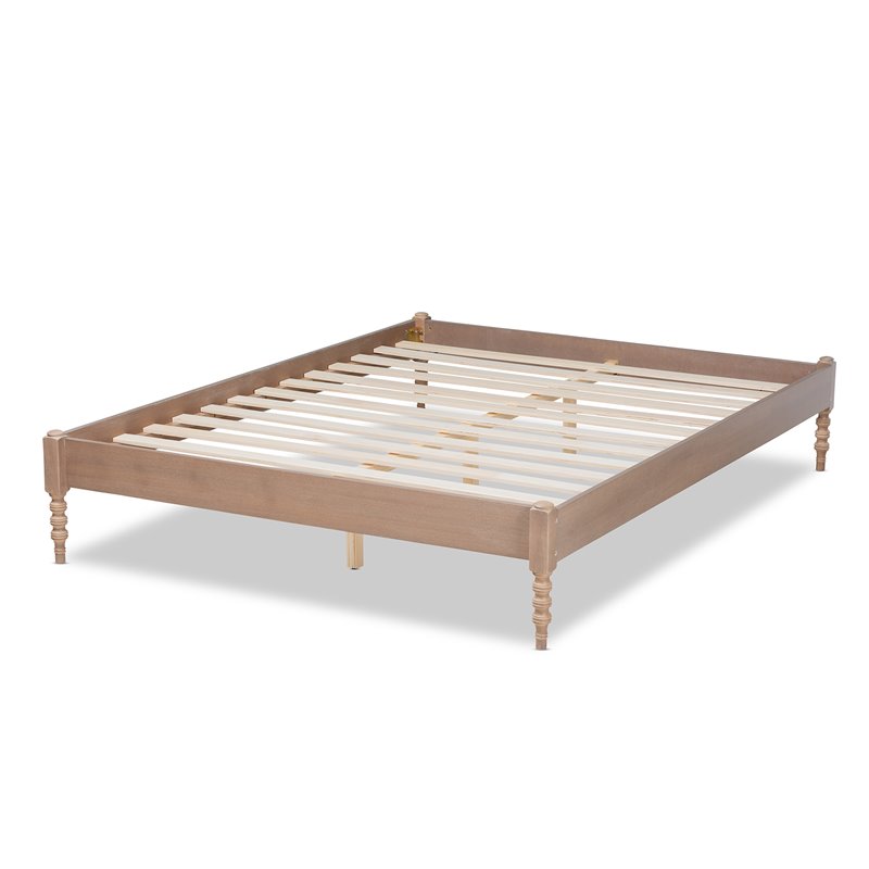 Allora Mid-Century Wood Platform King Bed in Antique Oak