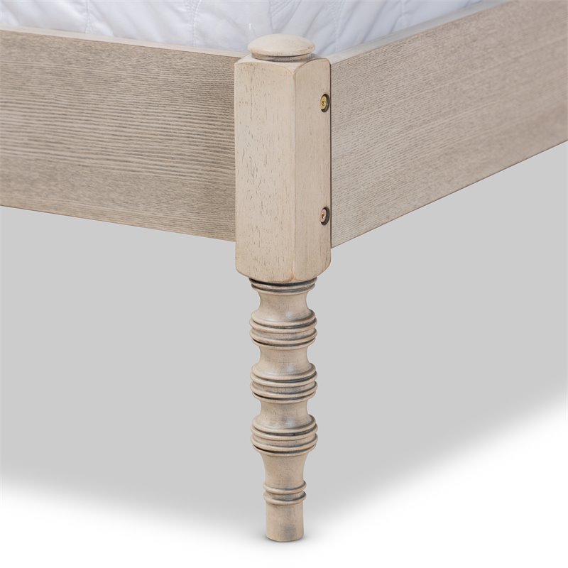 Allora Mid-Century Wood Platform Full Bed in Antique White