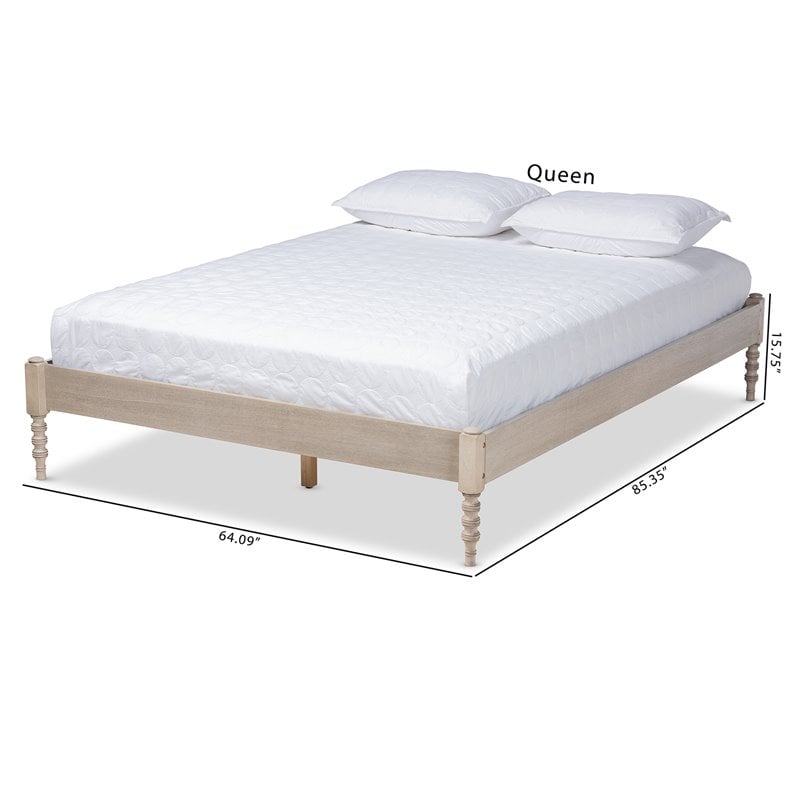 Allora Mid-Century Wood Platform Full Bed in Antique White