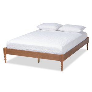 allora mid-century wood platform bed in ash and walnut