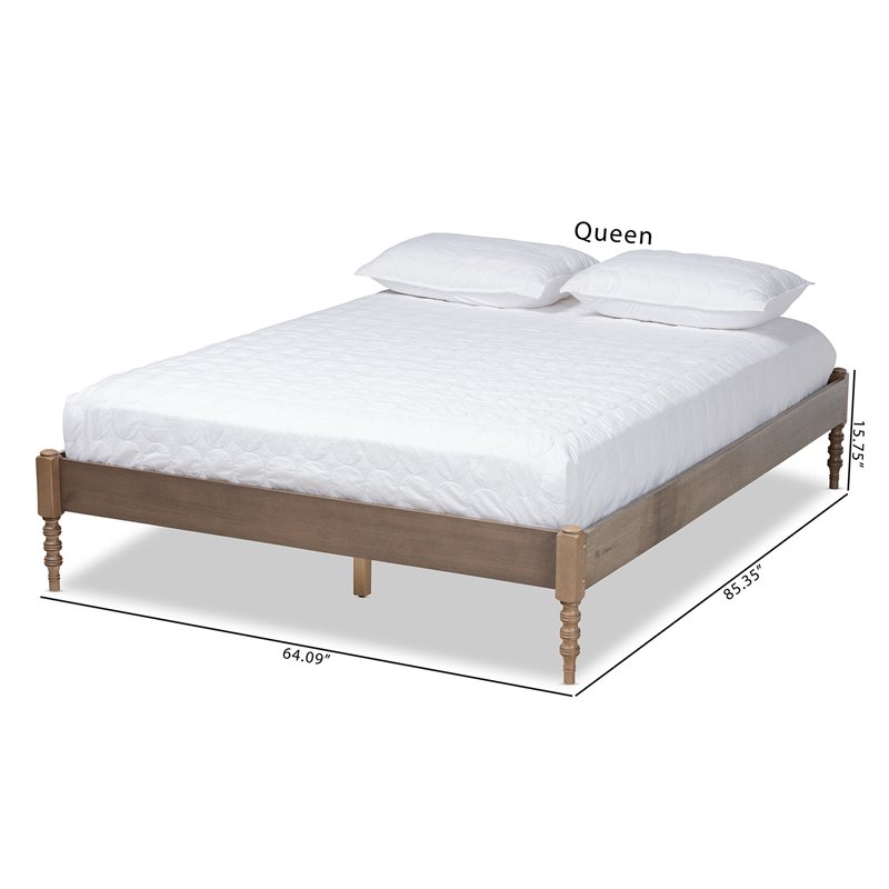 Allora Mid-Century Wood Platform Full Bed in Weathered Gray