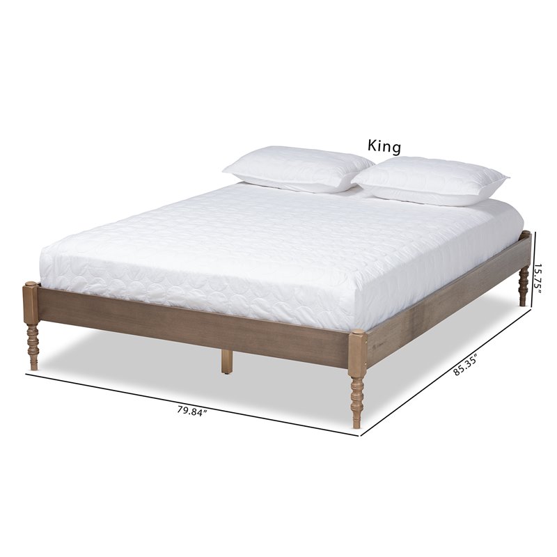 Allora Mid-Century Wood Platform Full Bed in Weathered Gray