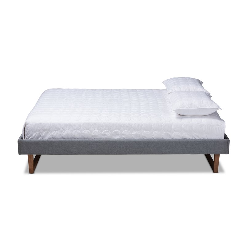 Allora Mid-Century Wood and Fabric Full Platform Bed in Dark Gray