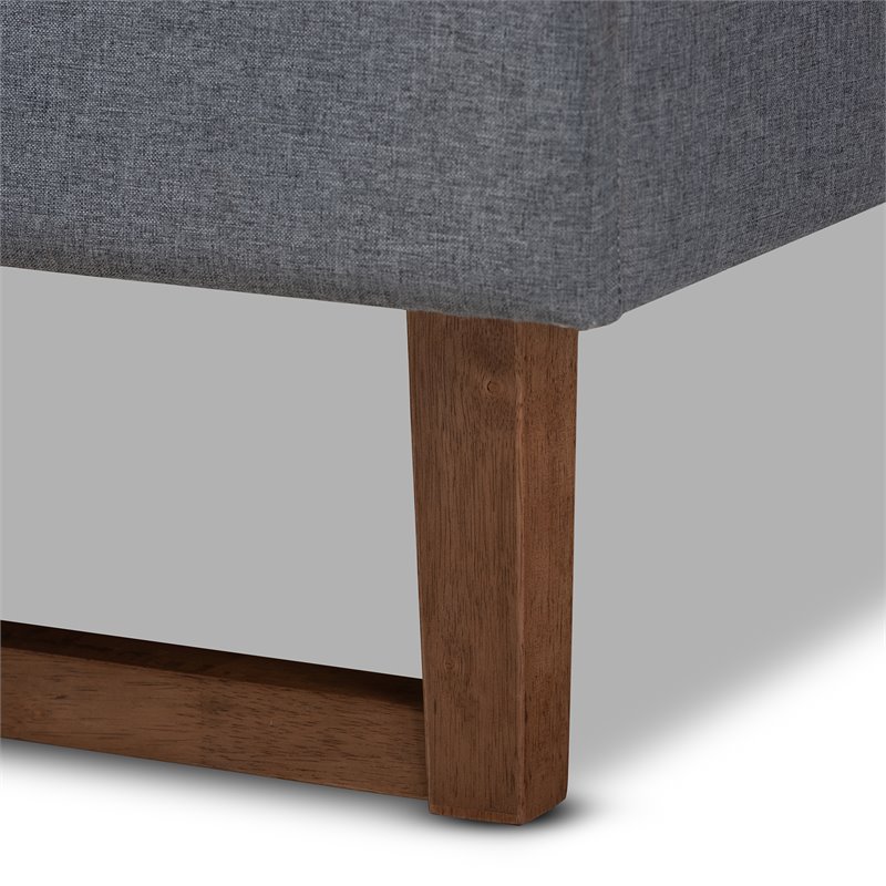 Allora Mid-Century Wood and Fabric Full Platform Bed in Dark Gray