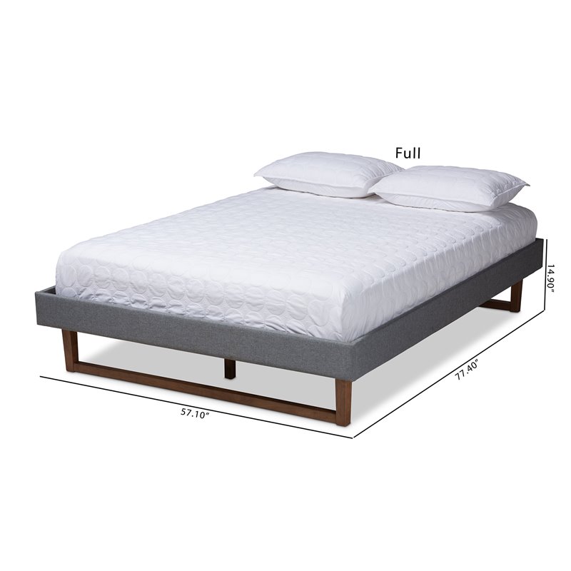 Allora Mid-Century Wood and Fabric Full Platform Bed in Dark Gray