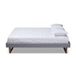 Allora Mid-Century Wood and Fabric Full Platform Bed in Light Gray