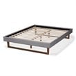 Allora Mid-Century Wood and Fabric Full Platform Bed in Light Gray