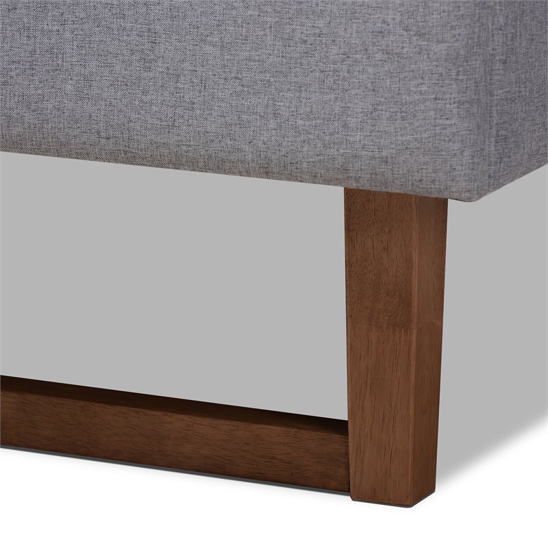 Allora Mid-Century Wood and Fabric Queen Platform Bed - Light Gray