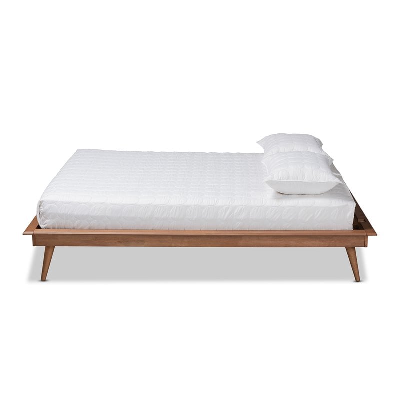 Allora Mid-Century Wood Queen Size Platform Bed in Walnut Brown