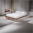Allora Mid-Century Wood Queen Size Platform Bed in Walnut Brown