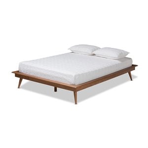 Allora Mid-Century Wood King Platform Bed in Walnut Brown