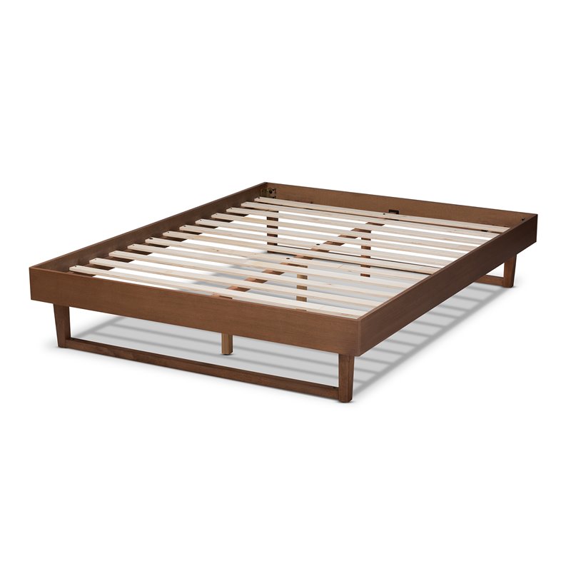 Allora Mid-Century Wood Queen Platform Bed in Walnut Brown