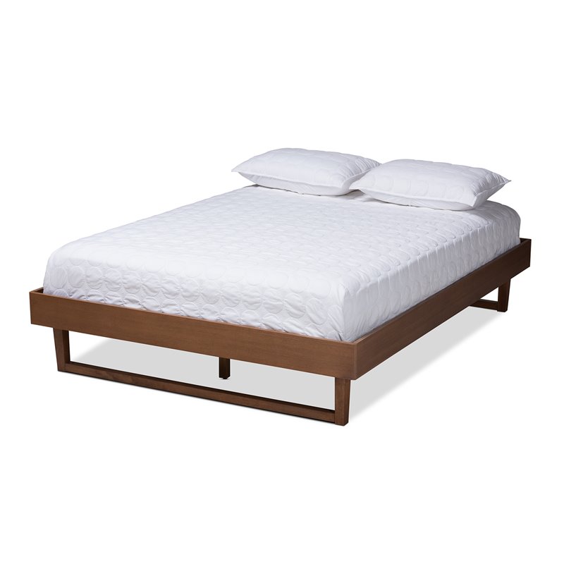 Allora Mid-Century Wood Queen Platform Bed in Walnut Brown
