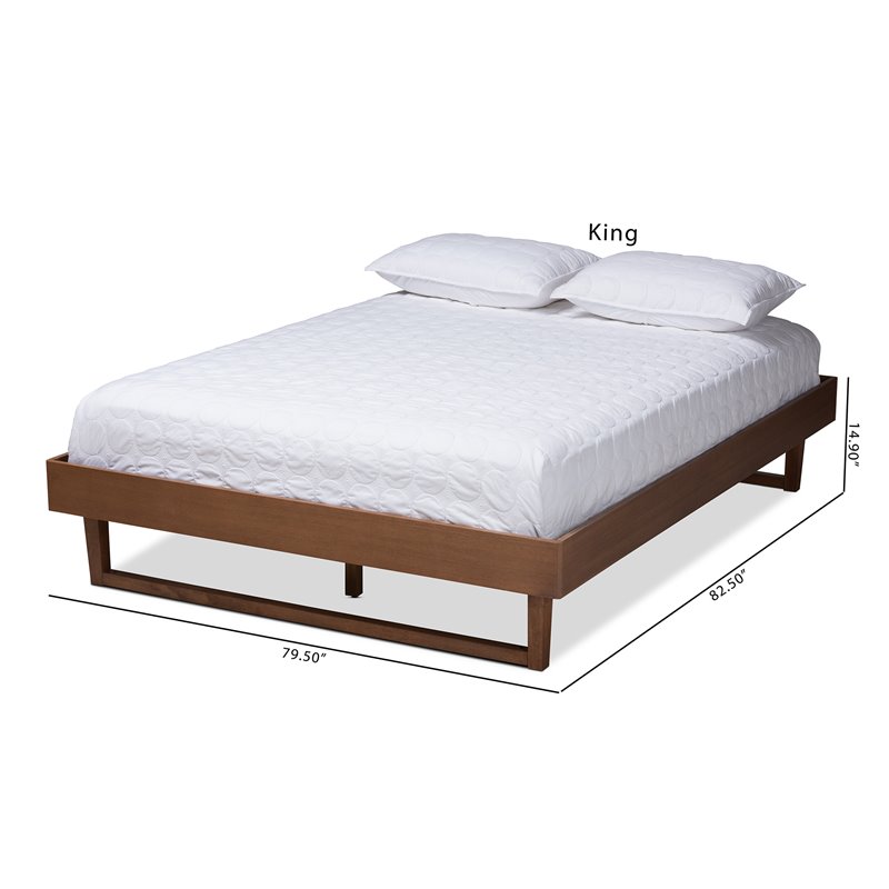 Allora Mid-Century Wood King Platform Bed in Walnut Brown