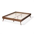 Allora Mid-Century Solid Rubberwood Full Platform Bed in Walnut Brown