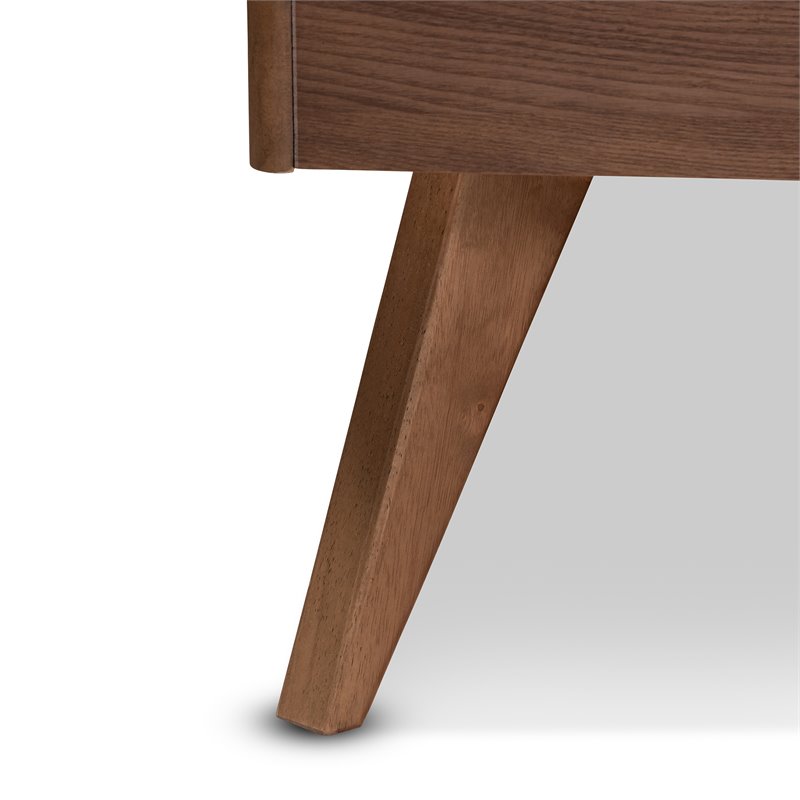 Allora Mid-Century Solid Rubberwood Full Platform Bed in Walnut Brown