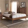Allora Mid-Century Solid Rubberwood Full Platform Bed in Walnut Brown