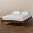 Allora Mid-Century Solid Rubberwood Full Platform Bed in Walnut Brown