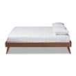 Allora Mid-Century Solid Rubberwood Queen Platform Bed in Walnut Brown