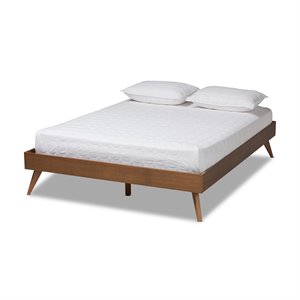 Allora Mid-Century Solid Walnut Brown Wood Platform Bed