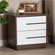 Allora Mid-Century 2-Drawer Wood Nightstand in White and Walnut