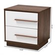 Allora Mid-Century 2-Drawer Wood Nightstand in White and Walnut