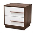 Allora Mid-Century 2-Drawer Wood Nightstand in White and Walnut